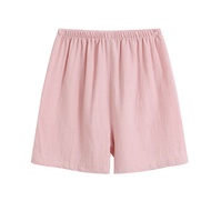 MUJI Japan Solid Color Double Layer Yarn Pajama Pants Womens Cotton Shorts Summer Cotton Single Home