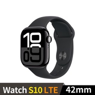Apple Watch S10 GPS+LTE 42mm 鋁金屬錶殼運動錶帶(曜石黑色+黑色運動錶帶SM)