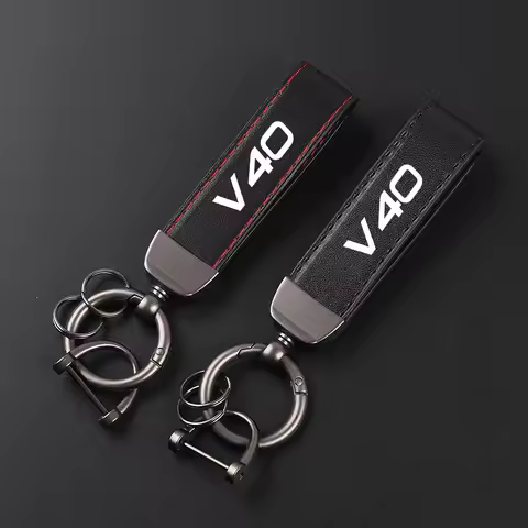Volvo v40 Keychain Deluxe Leather Keychain with Car Badge Keychain Pendant For Volvo v40