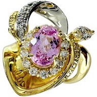 Size 9.5, Pink Imperial Topaz 1.63ct, Diamond 0.85ct, 18K Gold/Pt900 Platinum, 9.7g, Women's Ring