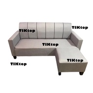 Harga Kilang Fabric Grey Sofa 3 Seater Free 1 Stool L Shape Sofa Kain