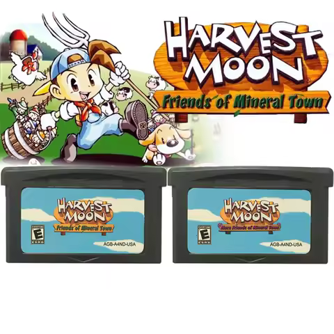 ￠Harvest Moon GBA Game Cartridge 32Bit Video Game Console Card Friends of Mineral Town More Friends 