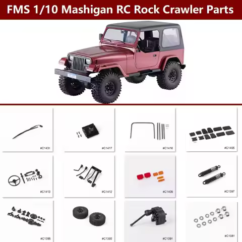 FMS 1/10 Mashigan RC Car Spare Parts Front and Rear Axle Roll Cage Light Cup Window Frame