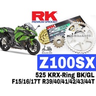 RK Sprocket Set Kawasaki Z1000SX RK 525 KRX X-Ring Black / Gold Chain F 15T-17T R 39T-44T RK525 Xrin