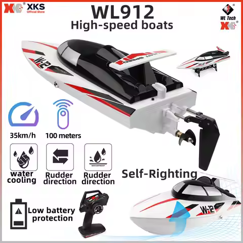 XKS Wltoys WL912 RC Boat 2.4GHz High Speed 35Km/h Waterproof Watercraft for Pool & Lake Kids Adults 
