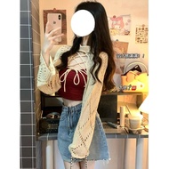 Sweet Spicy Style Women's Clothing Hot Girl's Designer y2k Suit Design Strappy Hollow Sunscreen Knit