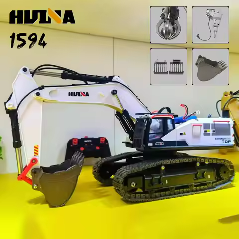 HUINA 1594 Metal RC Excavator 1/14 Electric Heavy Duty 22 Channels Remote Controlled Excavator Model