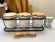 全新玻璃調味料架，有盒，未用過