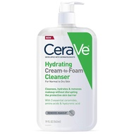 CeraVe Hydrating Cream To Foam Cleanser | Makeup Remover Face Wash For Dry Skin | Foaming Facial Cle