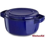 KitchenAid KCPI60CRFU Professional Cast Iron 6-Quart Casserole Cookware, Fiesta Blue