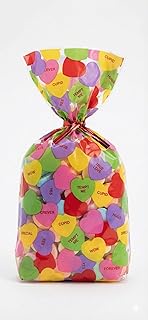 40 Valentine Cellophane Treat bags Talking Conversation Hearts - Cello Party Favor Bag for Candy Goo
