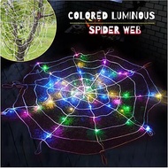 Festive Decorative Lights Halloween Glowing Spider Web Set Spider Web + Lantern