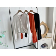 Human Cotton Cross Design Solid Color Drape Top