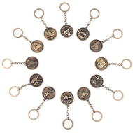 Retro Simple Twelve Constellation Key Chain Men Women Schoolbag Pendants Send Friends Key Ring Ring 