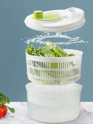 1入組沙拉甩水器-洗、甩及甩乾沙拉、水果和蔬菜沙拉甩水器,具有排水口、碗和濾網-快速且易用的多功能生菜甩水器、蔬菜烘乾機、水果清洗器