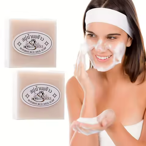 Original Milk Rice Soap Essential Oil Soap Bath Handmade Soap Deep Cleansing Skin 60g(2.12oz)