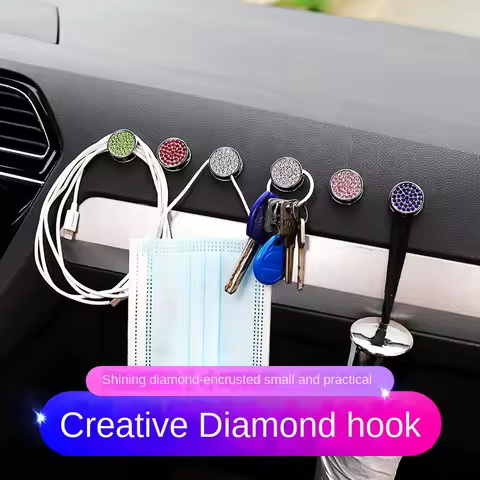 4pcs Car Hook Car Home Dual-use Diamond Small Hook Mini Hook For Backpack Handbag Key Umbrella Mask