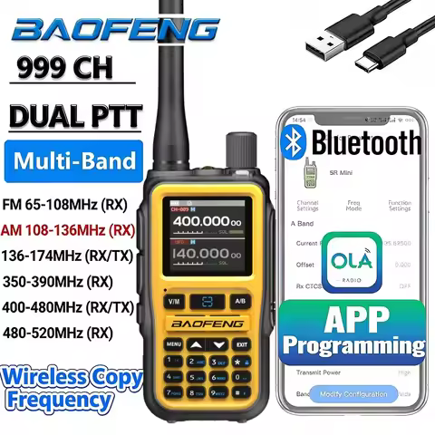 Baofeng UV 5R Mini Portable Radio Mobile APP Bluetooth Programming Multi Band Fast Copy Frequency Ty