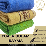 Tuala Sulam Sayma Tuala Mandi Bath towel 100% cotton serap air 140x70cm