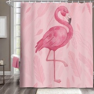 MERCHR Pink Shower Curtain, Cute Flamingo Shower Curtains, Modern Art Boho Bath Curtains, Pink Bathr