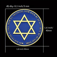 Tiếng Do Thái Lưu Niệm Đồng Xu Ngôi Sao David Huy Chương Kỷ Niệm Kim Loại Thủ Công Dũng Cảm & Cảm Hứ