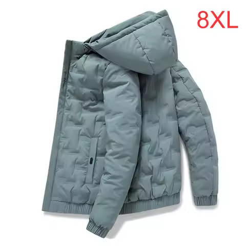 Men's jacket autumn winter new cotton coat gray duck down loose plus size tide padded jacket plus si