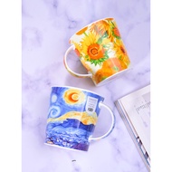 UK DUNOON DUNOON Van Gogh Bone China Mug Large Capacity Coffee Cup Ceramic Sunflower Starry Sky Wate