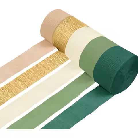 5 Rolls Sage Green Crepe Paper Streamers or Green Boho Wedding for Birthday, Bridal Baby Shower Deco