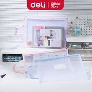 Deli A4 Mesh Zip Bag with Handle & Label | Durable Polyester Document Pouch