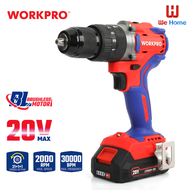 WORKPRO สว่านกระแทกไร้สาย (Brushless Motor) 13มม. 20V. รุ่น WP390007 WORKPRO