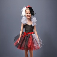 Foreign Trade 101 Dalmatians Black White Witch Kuira Dress Girls Halloween Dalmatians Cosplay Costum