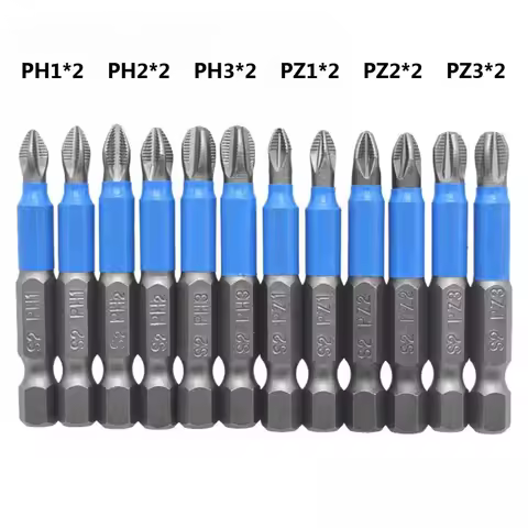 12/6PCS 50mm Screwdriver Bits Anti-slip Magnetic Drill Bits 1/4Inch Hex Shank Hand Tools Electric Dr