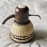 日本昭和 稀有造型 按壓式 手工藤編水壺 咖啡壺 冷水壺 全新