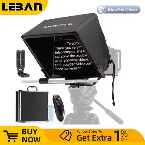 Ambitful T14 Big Screen Teleprompter Professional Interview Foldable Camera Teleprompter, for DSLR C