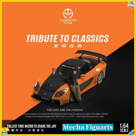 TM1:64 Mazda RX-7 Veilside Fast & Furious Simulation Alloy Car Model Collectible Ornament