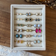 Japanese Retro Style Colorful Gemstone Small Earrings Small Earrings Earrings Earrings Earrings Earr
