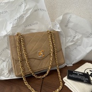 中古包 CHANEL CF Double Flap 巴黎限定奶茶色小方胖