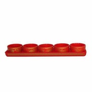 5 Teacups Red Long Leaves 50 Baht.