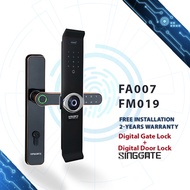 SINGGATE Digital Lock Bundle Set | FA007 + Fm019 | Digital Wooden Door  Gate Lock | HDB BTO