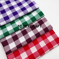 (96% Polyester; 4% Cotton)TC Cotton  Design"KOTAK 2.4 CM"fabric / Kain TC Cotton  Corak "KOTAK" Bida