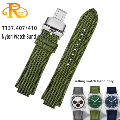 Modified Nylon Leather Watchband For 1853 Tissot Men's watch Super Player PRX Series T137.410 Convex