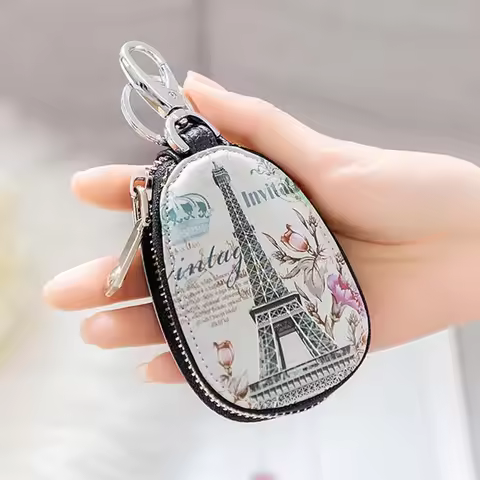 Fashion Eiffel Tower Women Girls Key Bag PU Leather Key Wallets Housekeepers Car Key Holder Case Hig