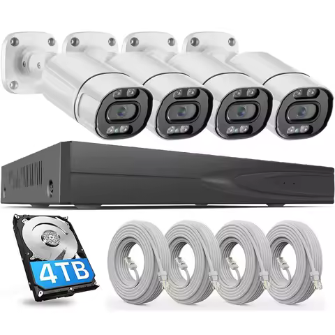 4K Surveillance Camera Systems Outdoor 4Ch/8Ch PoE NVR Kits 5Mp 8Mp Ai Detect Color Night Security I