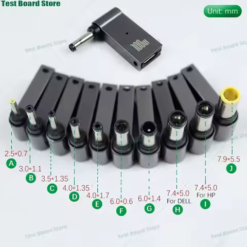 1Pce PD100W USB C female to DC male laptop power adapter converter 5A 20V 7.4 * 5.0/4.0 * 1.7/6.0 * 