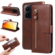 Cho Vivo V25 v29e v25e v23e v21e V21 vỏ điện thoại kinh doanh từ Ví da khe cắm thẻ vỏ lật bảo vệ vỏ