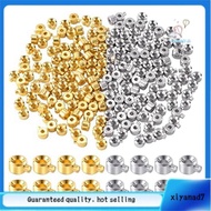 [xiyanad7.th]80pcs Crimp Beads for Jewelry Making, Gold Silver Spacer Beads Metal Bead Stopper Crimp