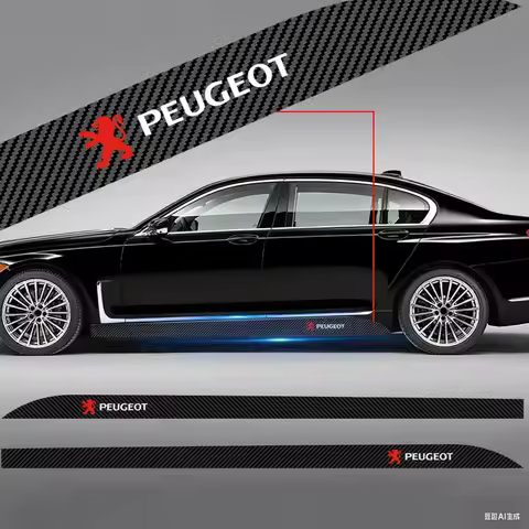 Car Side Skirt Decal-3D Carbon Fiber Anti-Scratch Tape，Fit Peugeot 208 E-208 2008 E-2008 3008-GT E-3