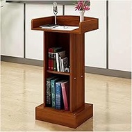 Stylish and Modern Lightweight Lecterns High Density Board Standing Lectern with 2 Tier open storage Teacher Podiums Laptop Desk Podium Stand
