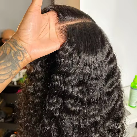 Deep Wave 5x5 6x4 7x5 9x5 Glueless Lace Clousure Wig Human Hair Pre Plucked Curly Brazilian Transpar