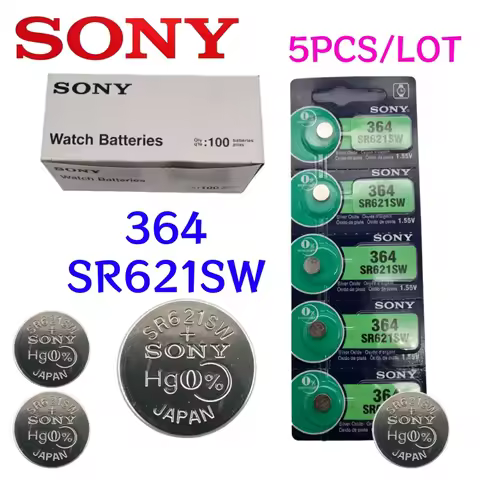 5-100PCS Original For SONY 364 SR621SW SR60 1.55V Button Battery For Watch Toys Remote Cell Coin Bat